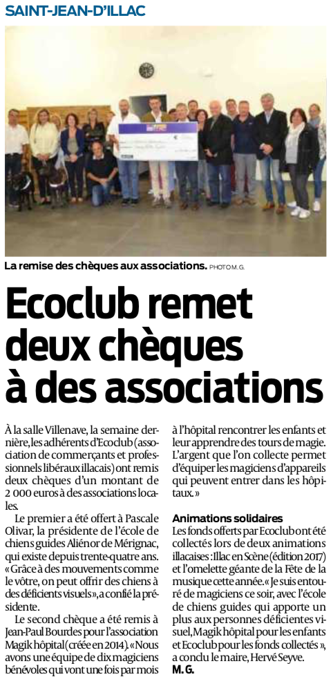 magikhopital remise cheque ecoclub illac